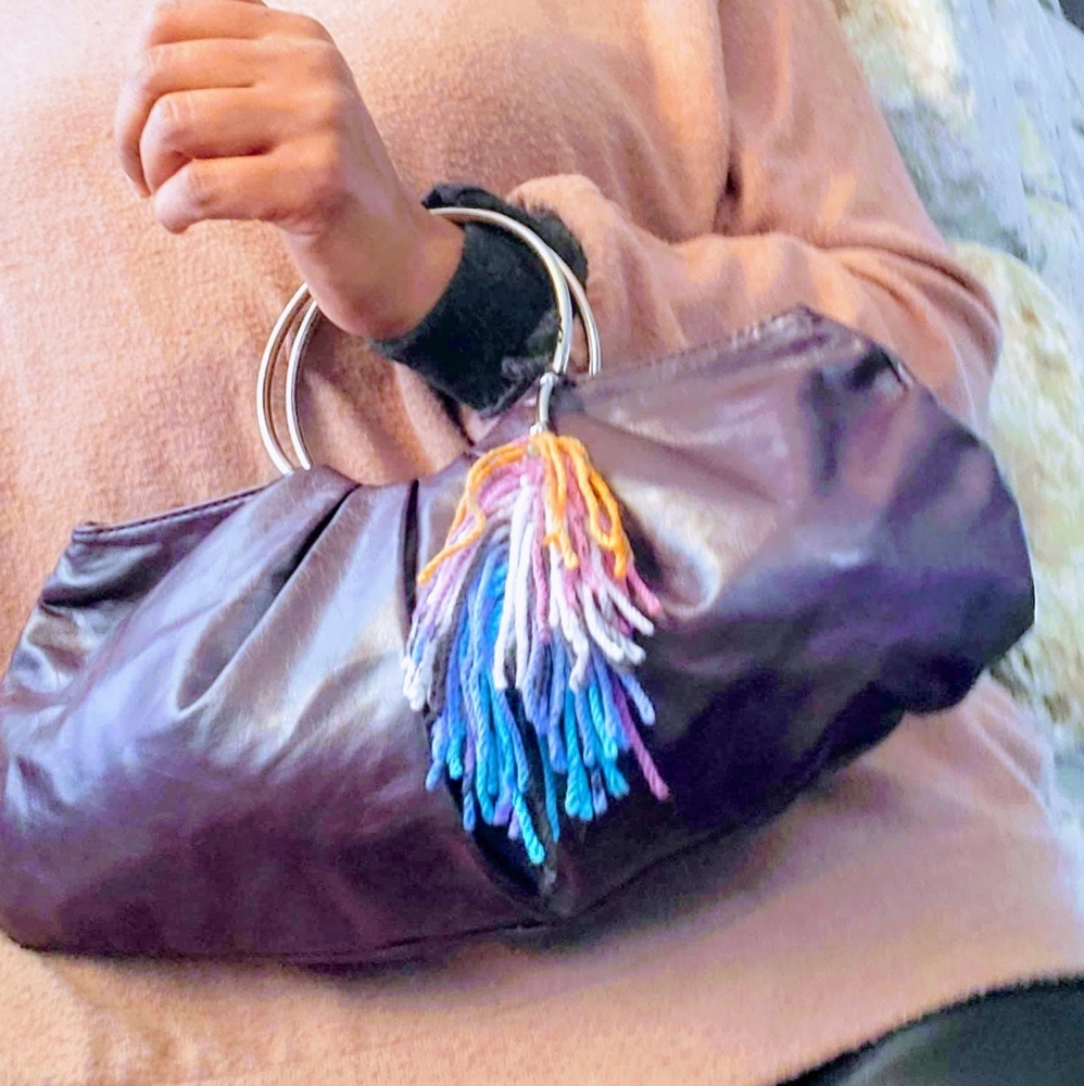 Retro Vegan Purple Leather Clutch